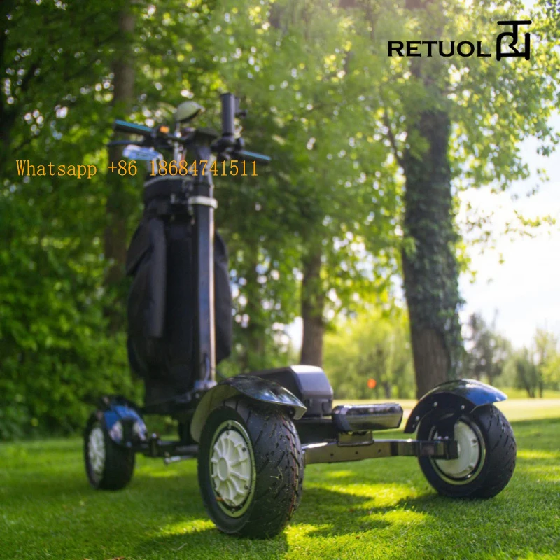 4 Wheels Foldable Trolley Detachable Lithium Battery Bag Push Cart Full 18 Holes Course Caddy