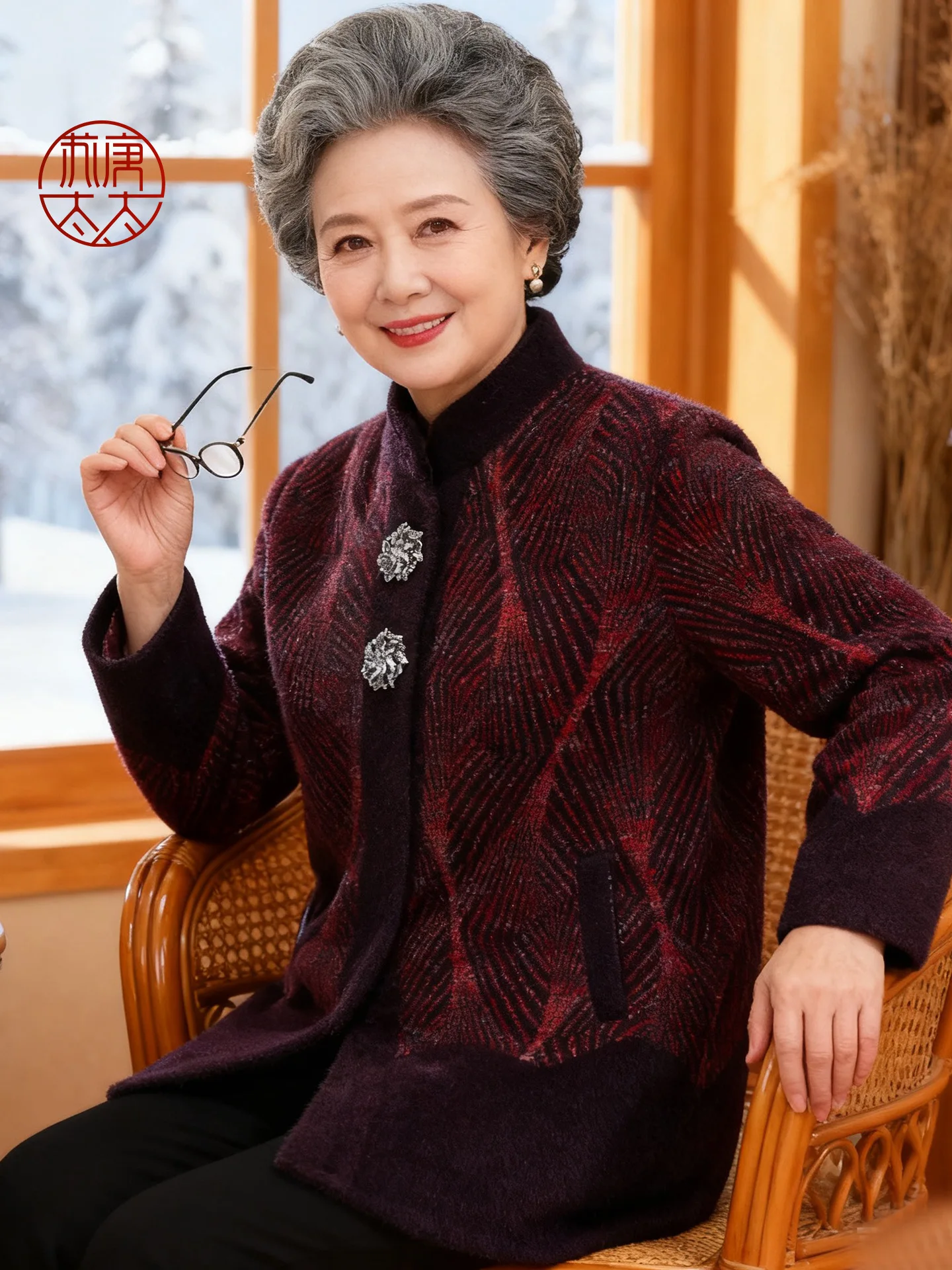 

Thiened Fce Lined Woolen Coat for ly Women Winter Faion Outerwear Long Pants Sle Warm And Sli andmother C...