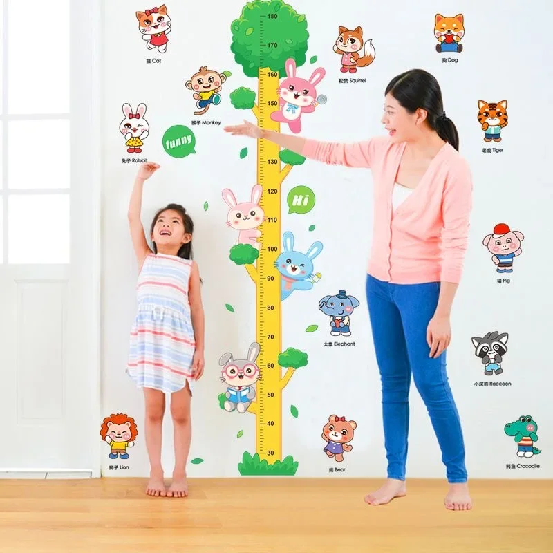 

New Baby Cartoon Little Rabbit Tree Height Wall Sticker 3D Decorative Sticker