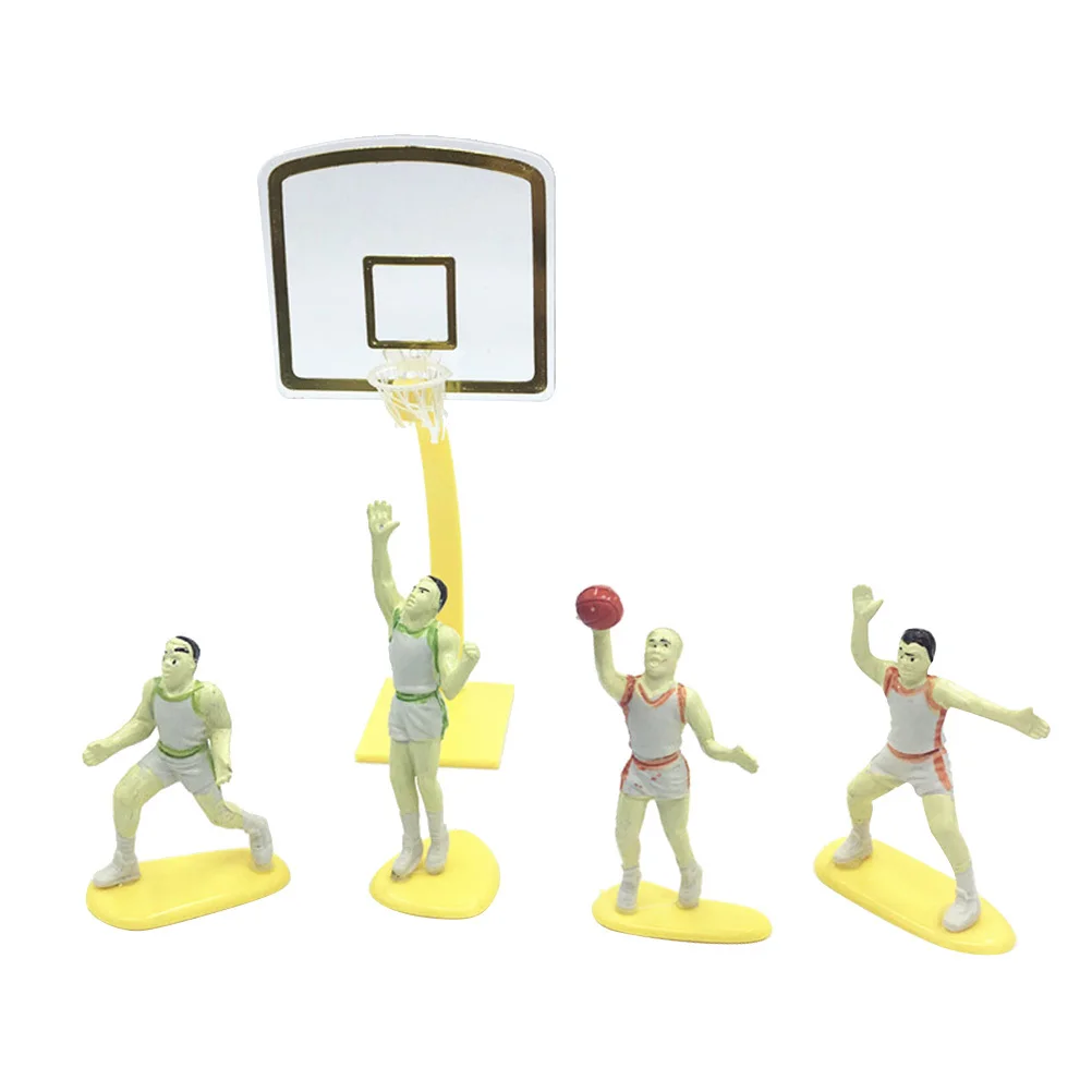 

1 Set Theme Decorations Food Safe Plastic Cake Topper For Birthday Party Includes 1 Stand 4 Player Figurines Basketball Cupcake
