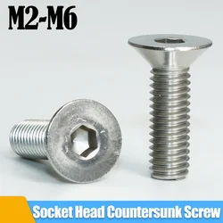 M2 M2.5 M3 M4 M5 M6 304 Stainless Steel Hexagon Socket Flat Countersunk Head Screw DIN7991 Hex Socket Allen Bolt Machine Screws