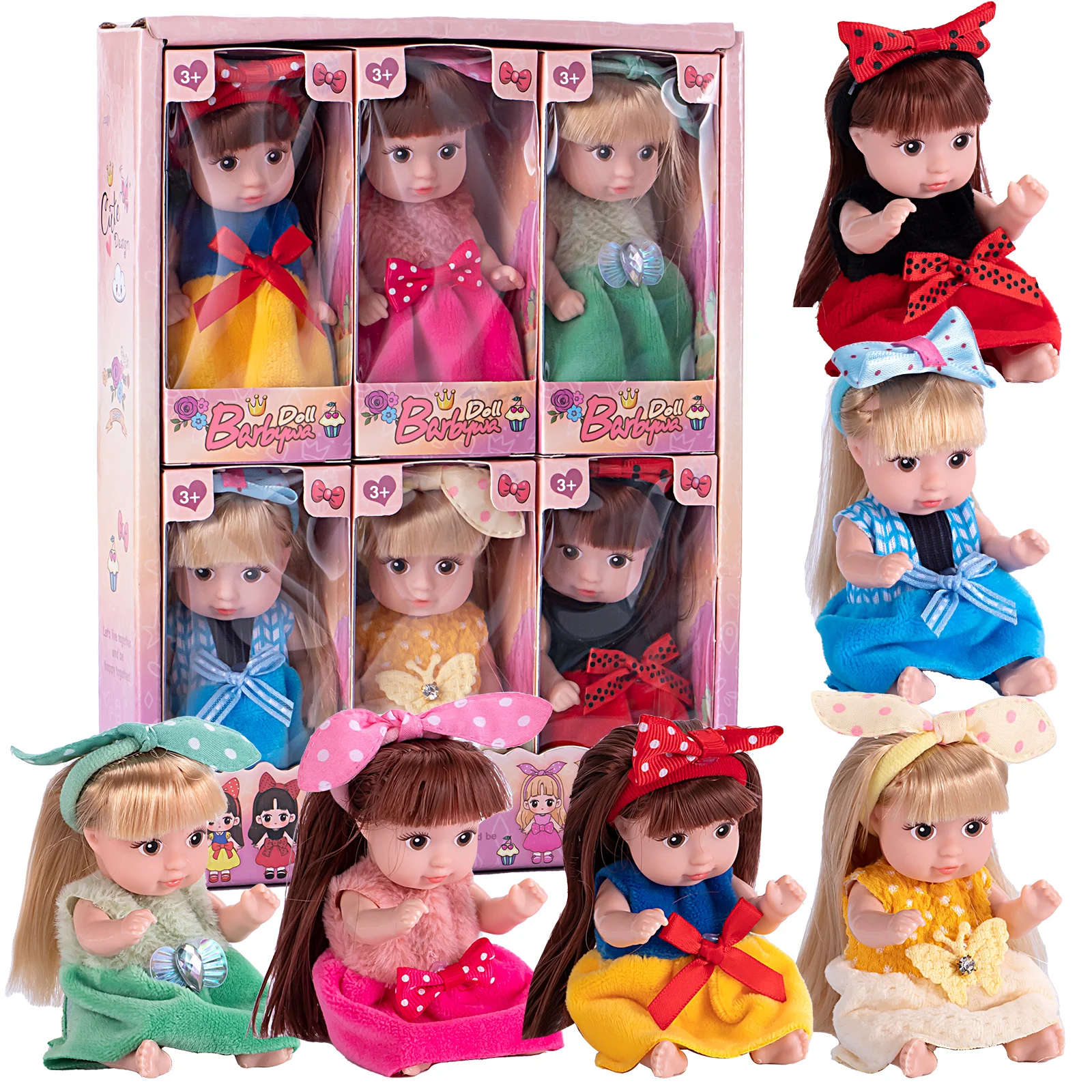 

A Set of 6 Mini Baby Dolls, Reborn Baby Dolls, Suitable for Children Aged 3 And Above for Christmas, Birthdays, New Year Celebra