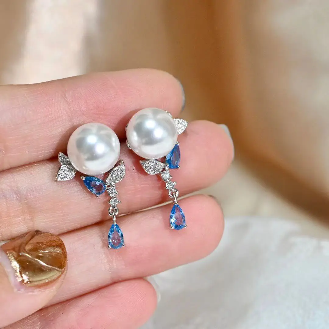 

Wholesale S925 Sterling Silver Earrings Mount Findings Settings Base Mounting Parts Accessory for 9-10mm Pearls 5 pairs/lot