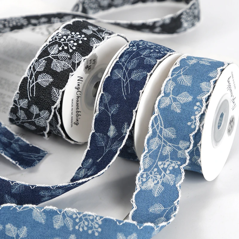 DIY Lace Trim Ribbon for Decoration, Bouquet Leaves, Denim Webbing, Embroidery Race, 2.5cm 3.8cm Wide, DIY Bow, Hair Accessories