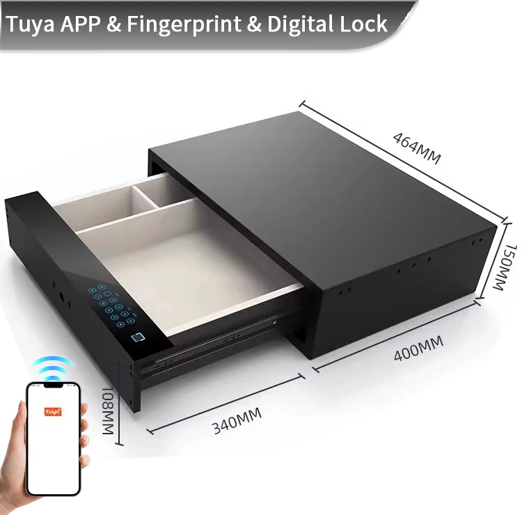 Smart Hotel Room Fingerprint Lock Hidden Drawer Safe Cash Jewelry Safe Drawer Safe
