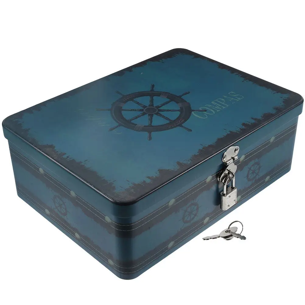 Lockable Tinplate Organizer Box Desktop Storage Case Multipurpose Jewelry Keepsake Small Gift Container Box Organizer Storage