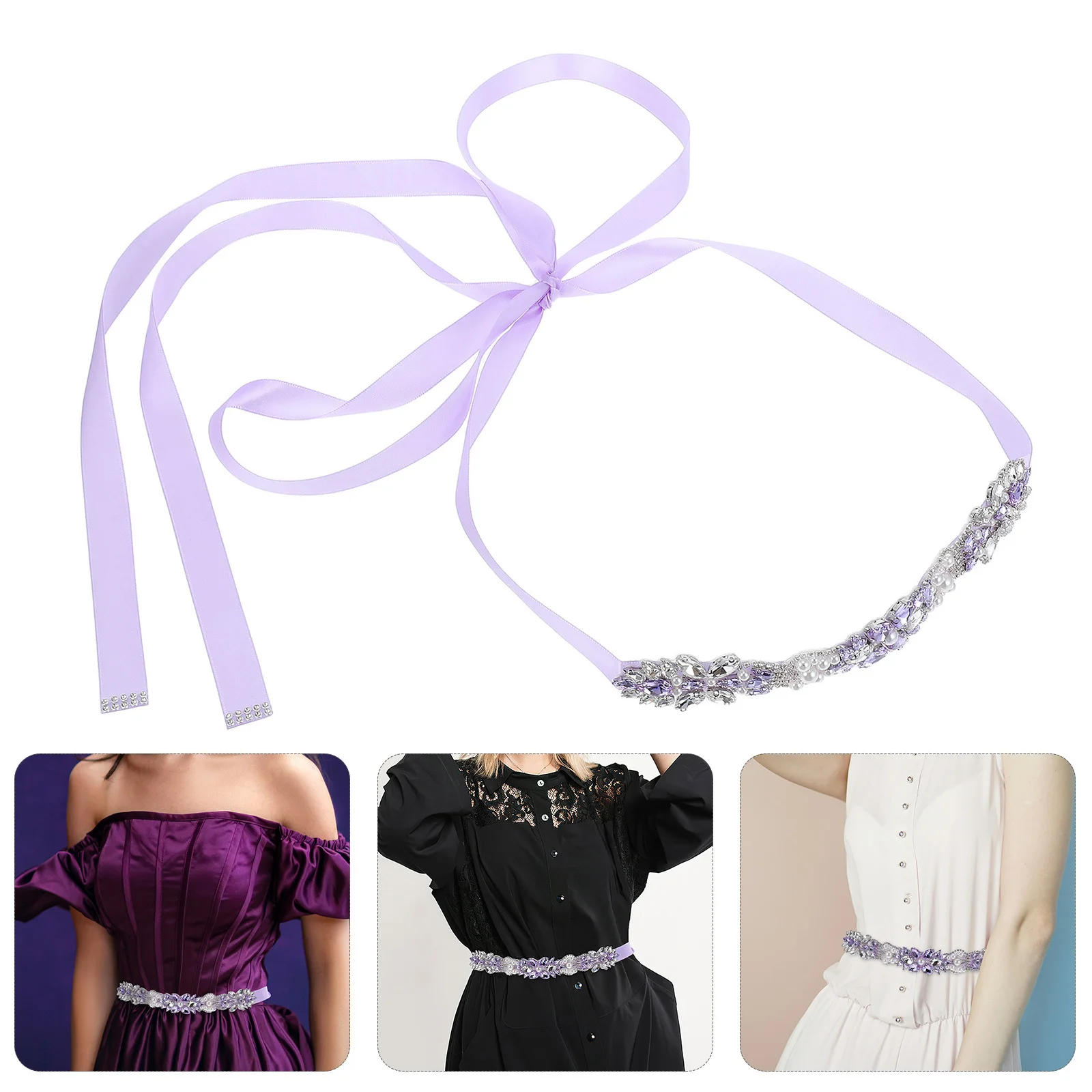 

Elegant For Women Purple Sparkly Waist Chain Wedding Bridal Formal Party Wear Dressy Casual Crystal Waist Belt