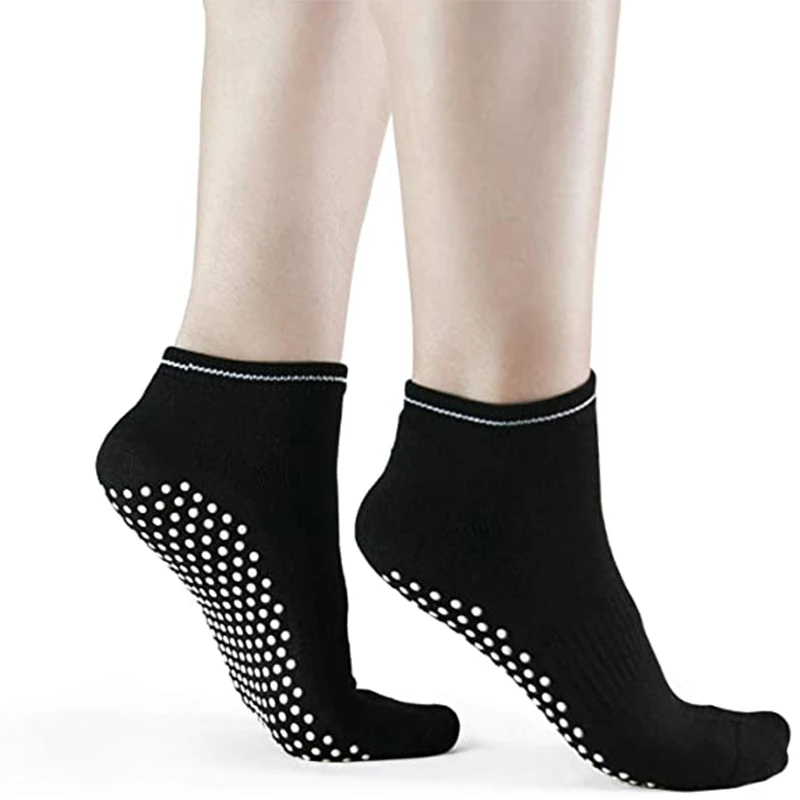 Par de Calcetines antideslizantes de silicona para mujer, medias de algodón para Yoga, Pilates, Ballet, Fitness, deporte, baile, elasticidad transpirable, 1 par