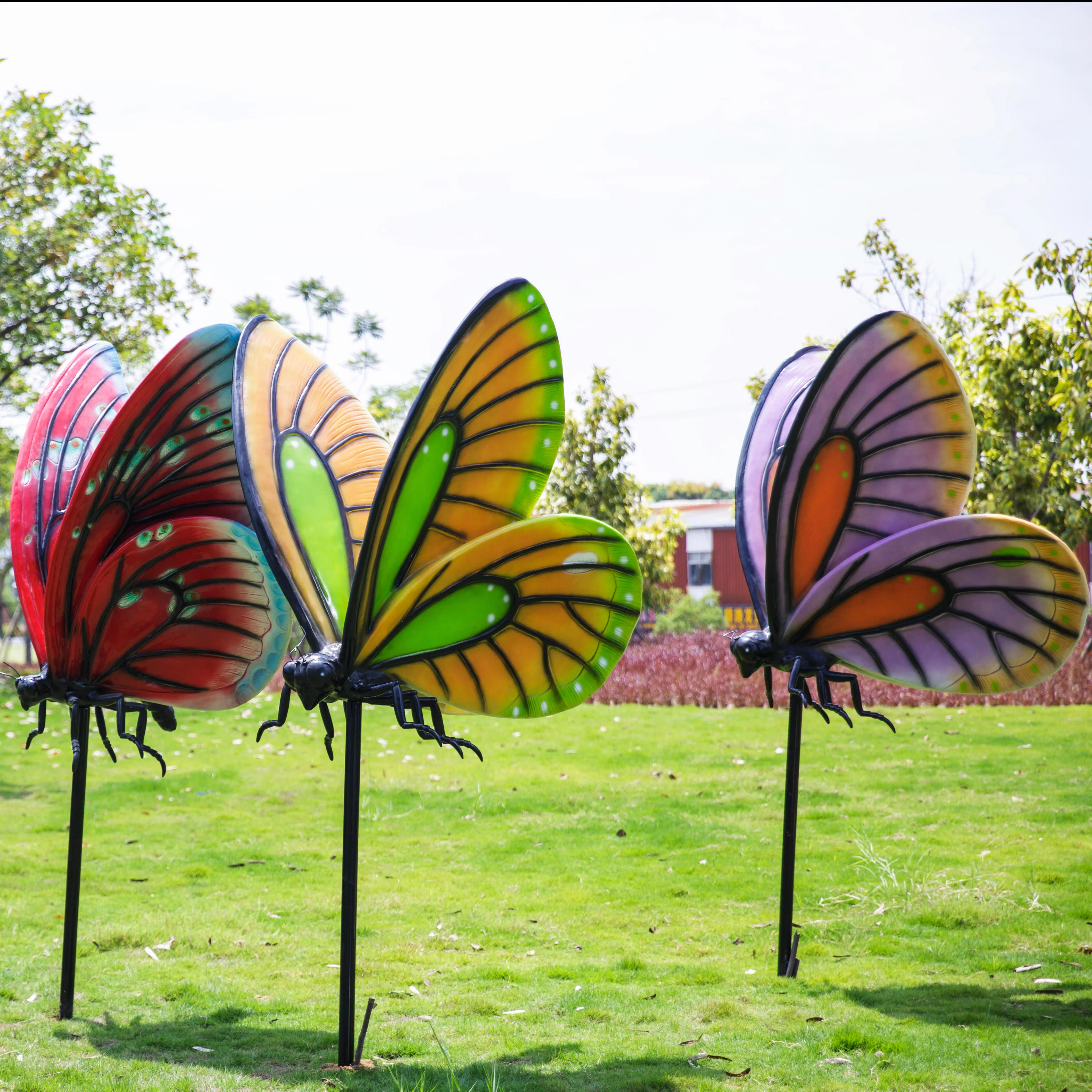 Simulation butterfly animal sculpture garden landscape fiberglass ornament garden grass sales department scenic spot