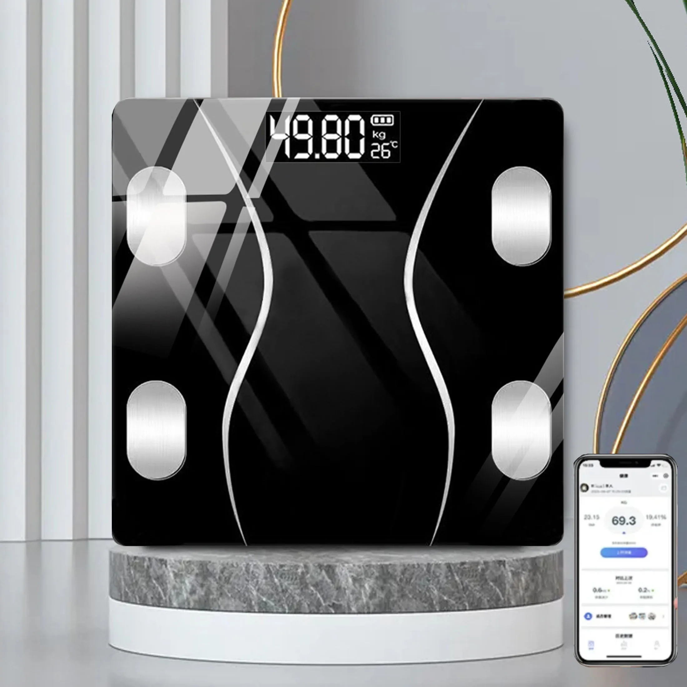 Lager-Analyse-Waage، Personwaage mit 72 messdaten، Smart Body Scal mit Bluetooth، Digitale Waagen mit LCD-Display