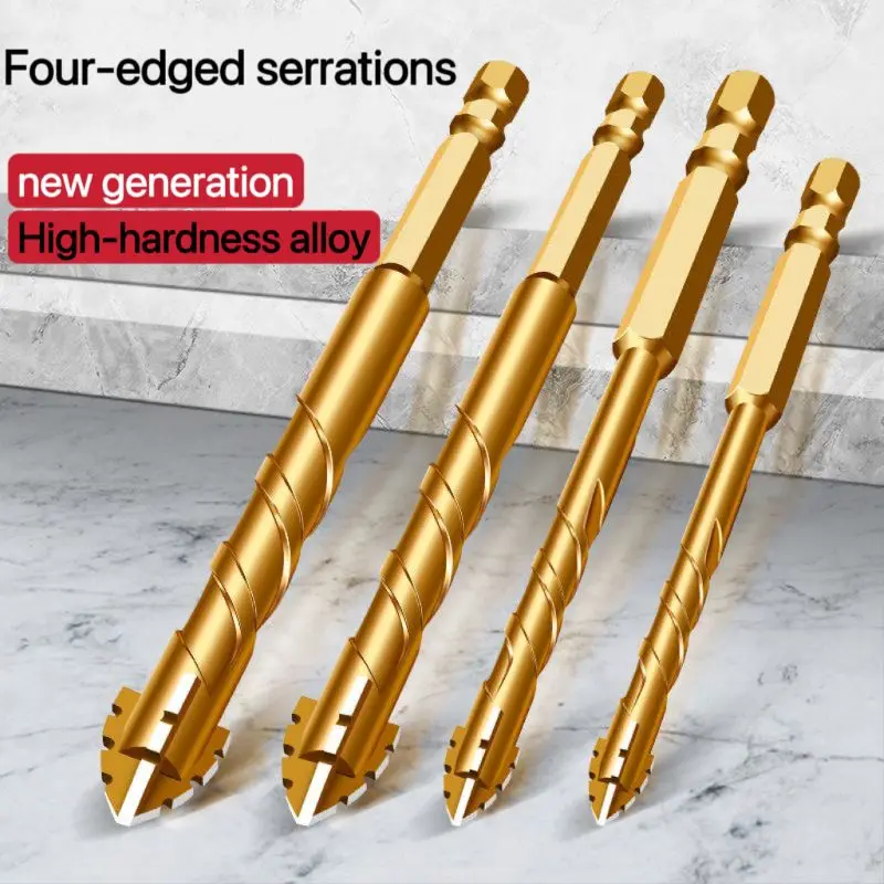 10/6/5/4/2PCS Four-Edged Serrated Drill Bit Set For Drilling Glass Tiles And Concrete 6/8/10/12mm Tungsten Carbide Drill Bit Set