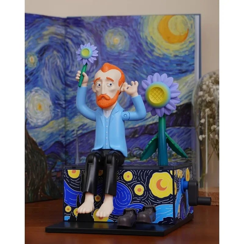 Original Moving Toys Artist Series Vincent Van Gogh Sunflower Qversion Anime Action Figure Model Toys Gifts Collection Art Toy