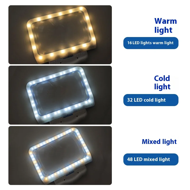 Imagem -02 - Lâmpada de Mesa de Mão com Lupa Multifuncional Pescoço Pendurado Leitura Idosos Transfronteiriça 48 Led Fontes de Luz Tricolor