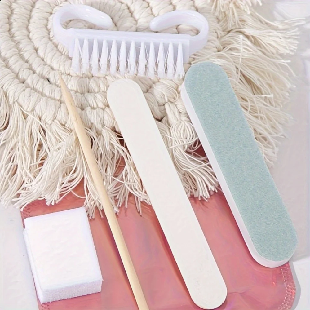 Kit de nail art] conjunto de 10 peças, 5 peças por pacote, mini lixa de unha e conjunto empurrador de pele morta, lixa de unha de dois lados, pele morta de madeira