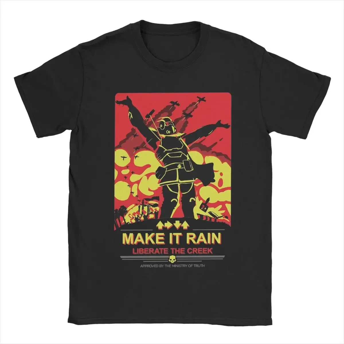 Pure Cotton Birthday Present Clothing HellDivers 2 Make It Rain Liberate The Creek Men T Shirt Tee  Round Collar heavyweight