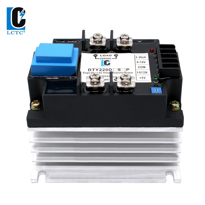 LCTC SSR 0-10V 4-20MA 0-5V Potentiometer Control Single Phase AC Voltage Regulator Relay With Heat Sink DTY Module 220V 380V