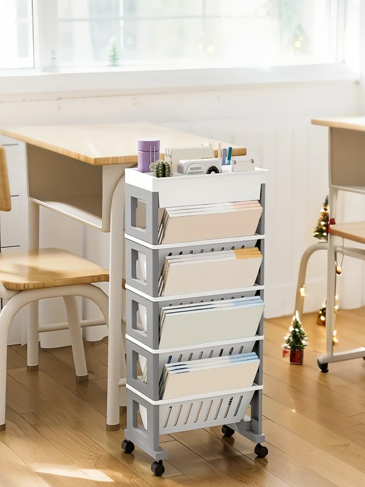 رف كتب بسيط محمول منزلي، رف تخزين كتب، عربة، رف تخزين جانبي للمكتب، رف كتب لغرفة النوم مع عجلات