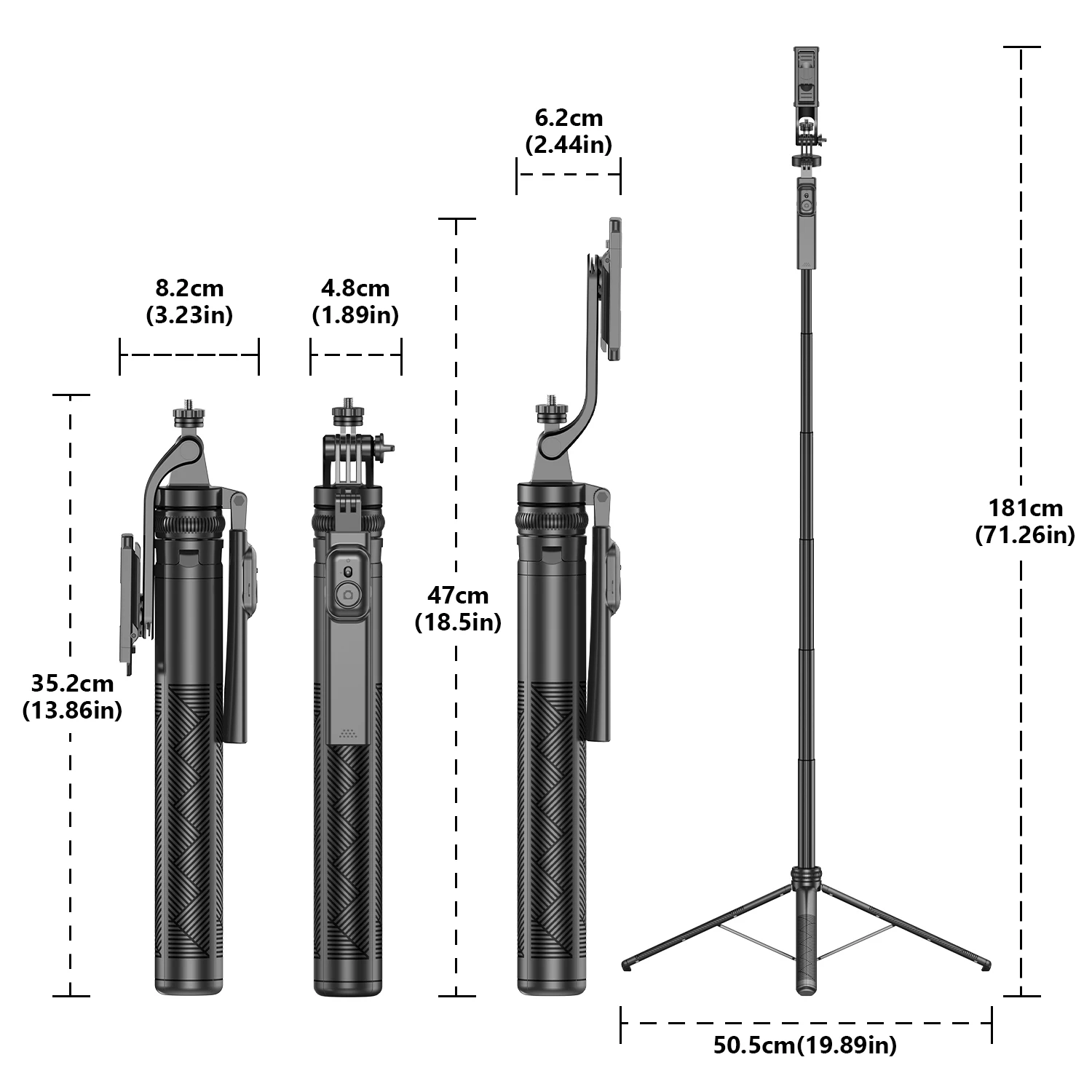 Selfieshow 1800mm Tripod for Smartphone Light Camera Selfie Stick Handheld Telescopic Wireless Bluetooth	Holder for Vlog/Video