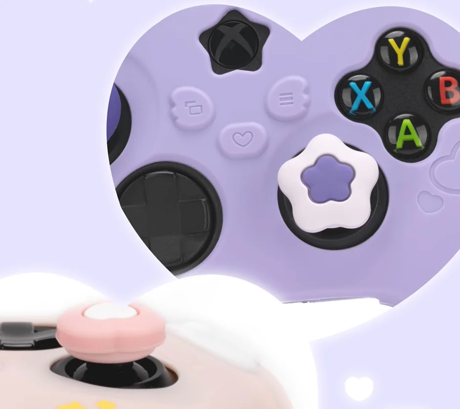 نجمة أجنحة الحب سيليكون لينة حامي ملصق الجلد ل Xbox سلسلة X/S أذرع التحكم في ألعاب الفيديو حالة XSX XSS الإبهام عصا قبضة غطاء تغليف