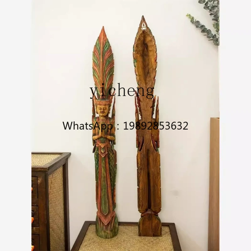 solid wood carving figure decoration ornament desktop floor decoration beauty salon zen wall hanging