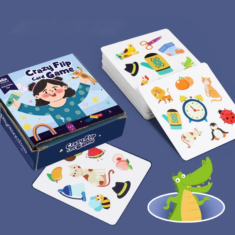 Montessori Speelgoed Bump Card Game Spelen Kaartspel Memory Training Matching Kaartspel Kinderen Kinderen Dieren Cognitief Onderwijs Speelgoed