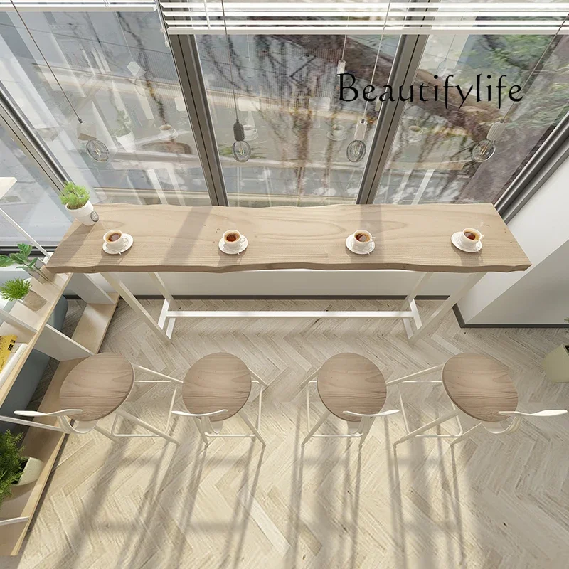 C バルコニー キッチン バーテーブル 無垢材 家庭用 長方形 細長い 北欧風 ミルクティーバーテーブル コーヒーテーブル コンビネーション キッチンテーブル 家具