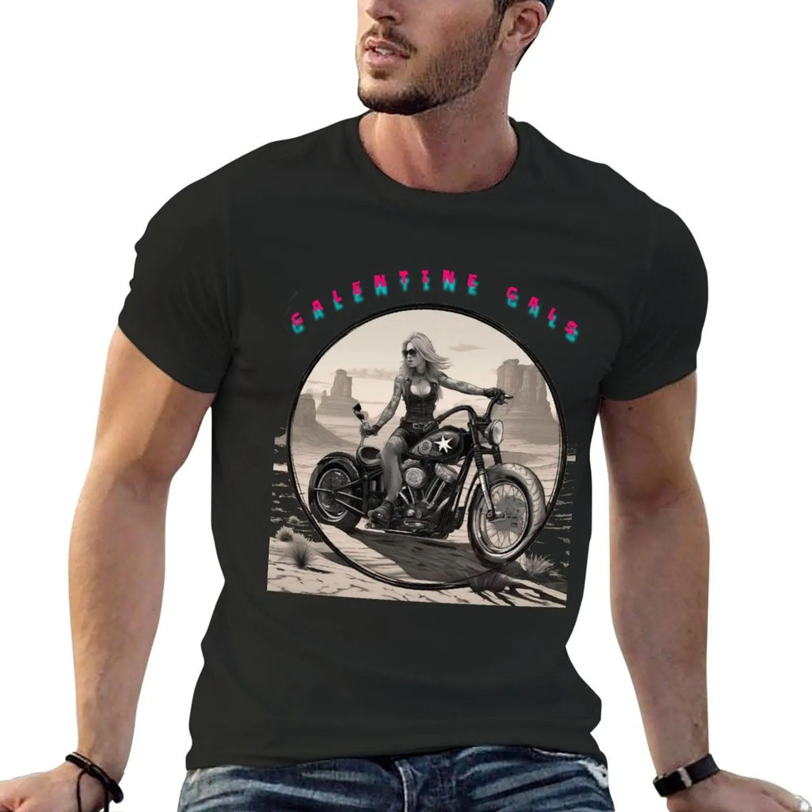 Bohemian Galentine gal Sunset ride in the Mohave desert T-Shirt vintage graphic tee summer tops designer t shirt men