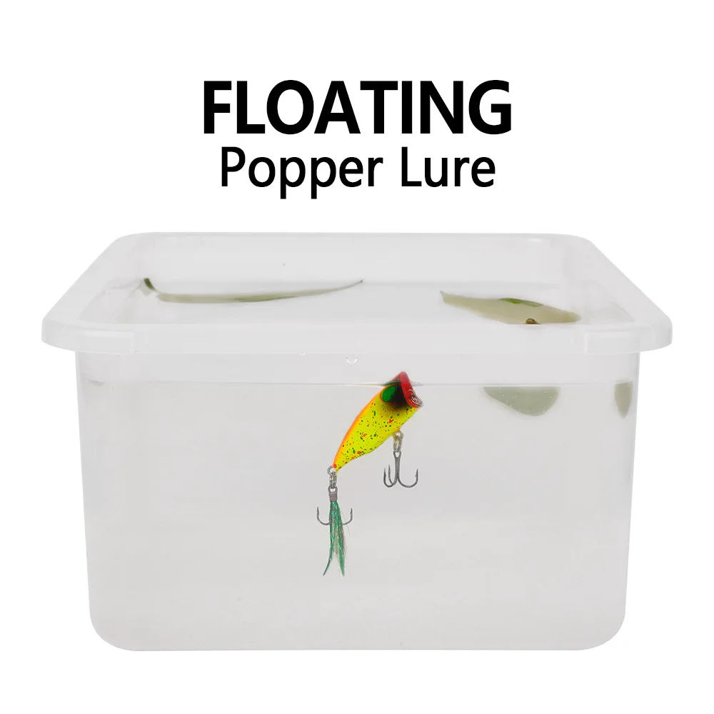 4,3cm 4g Mini Popper Angelköder Oberflächenköder Harter Kunstköder Künstliche Wobbler Plastik Pesca Angelzubehör mit 10 Stück # Federhaken – Detail 7