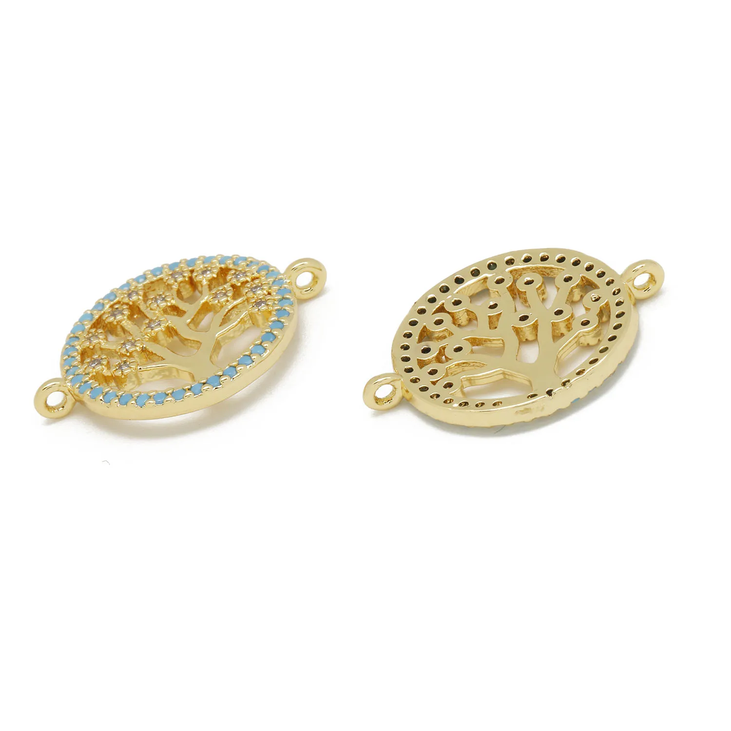 Shiny Zirconia Gold-plated Round Tree OF Life Plant Pendant For Jewelry Making DIY  Necklace Bracelet Christmas Tree Accessories - usage example