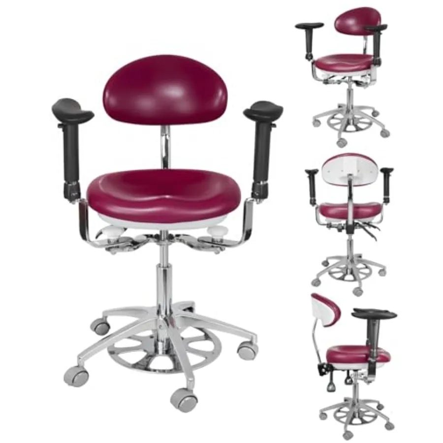 

Furniture Dynamic Microscope Stool Medical Chair 360°Swivel Mobile Dynamic Chair Stool with Armrest, Height Adjustable Stool wi