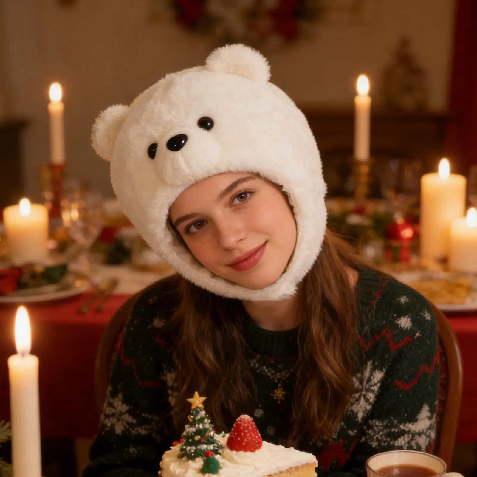 Gorro de Oso Polar, Divertido, para Fiestas, Cosplay, Halloween, Navidad, Disfraz de Oso, Gorro de Animal
