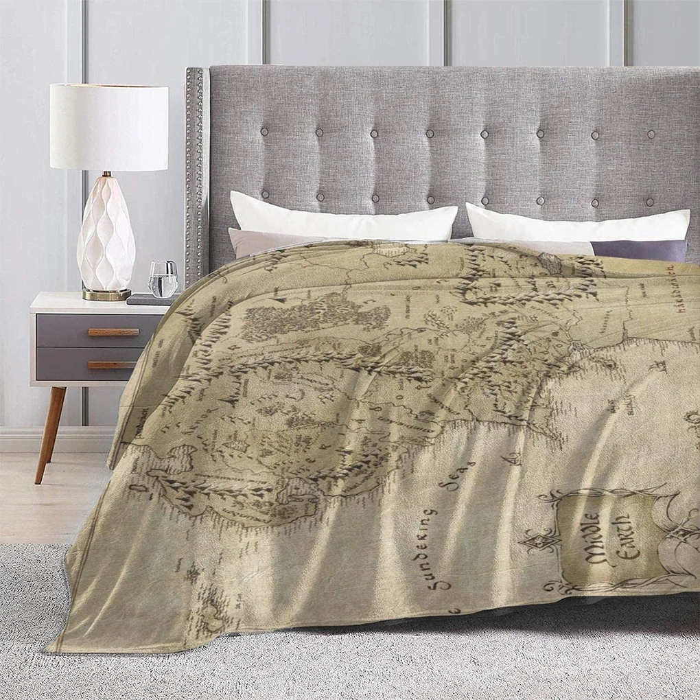 100x150cm Middle Earth Map Blanket Super Soft Comfy Bed Throw Blankets Lightweight Quilt Sofa Cover Camping Travel Carpet