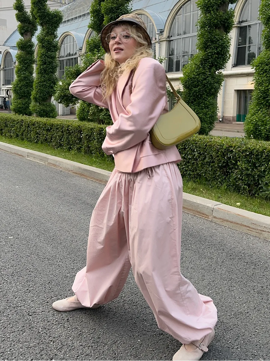 Chic Loose Cotton Lantern Pants Women Casual Wide Leg Cut Comfortable Trousers 2025 New Lazy Style Lady Daily Commute Britches