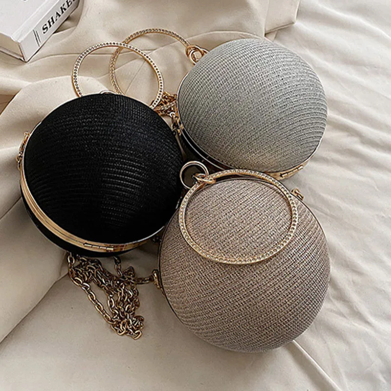 Circular Ring Portable Evening Bags Metal Sliver Round Ball Handbags For Lipstick Elegant Luxury Clutch Purse Wedding Wallets