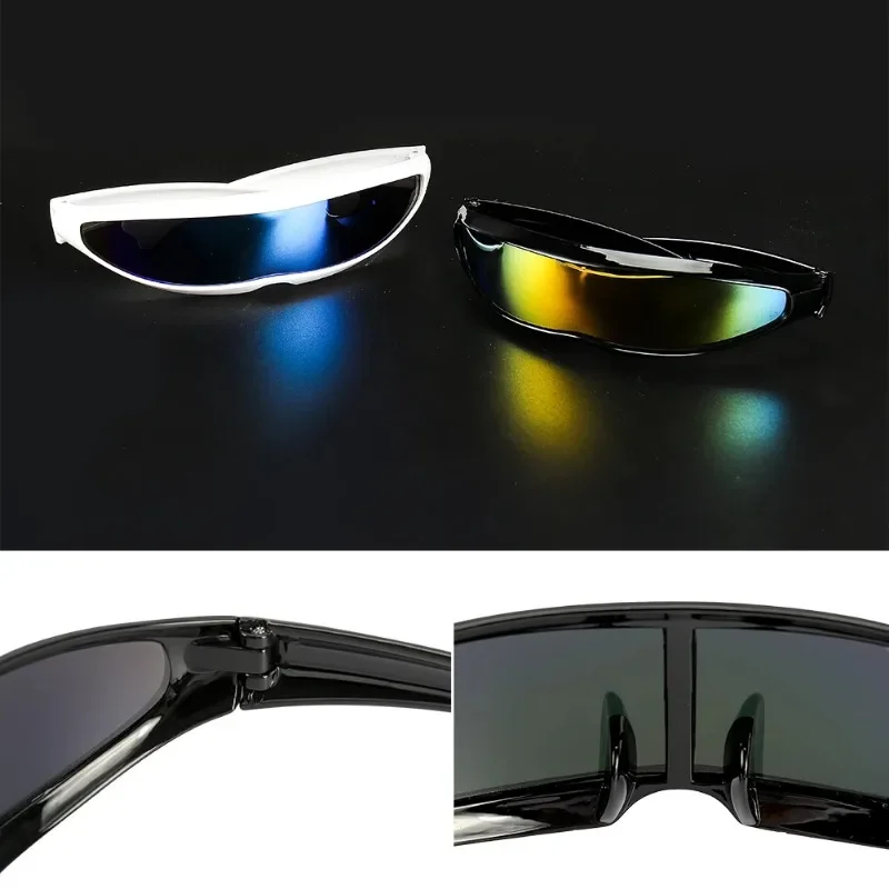 Futuristic Narrow Cyclops Visor Sunglasses Laser Eyeglasses UV400 Personality Mirrored Lens Costume Eyewear Glasses