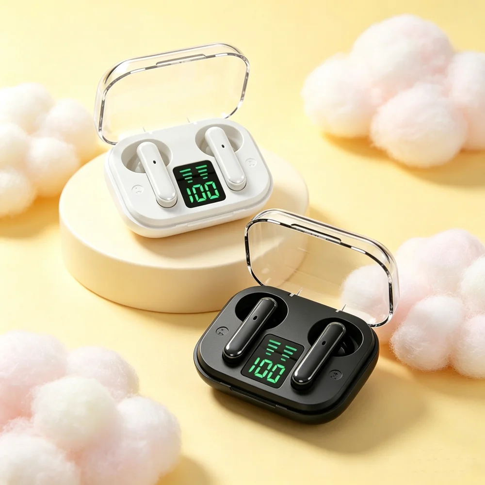 Wireless Bluetooth Headphones TWS Game Earbuds Earphones Digital Display Heaset Large Capacity Charging Case ﻿