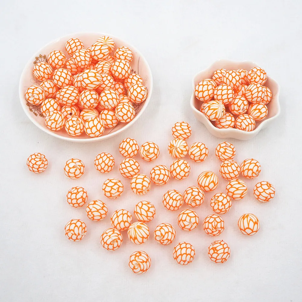 

Chenkai 50PCS 12mm Scales Print Silicone Beads Baby Round Shaped Beads Teething BPA Free DIY Sensory Chewing Toy Accessories