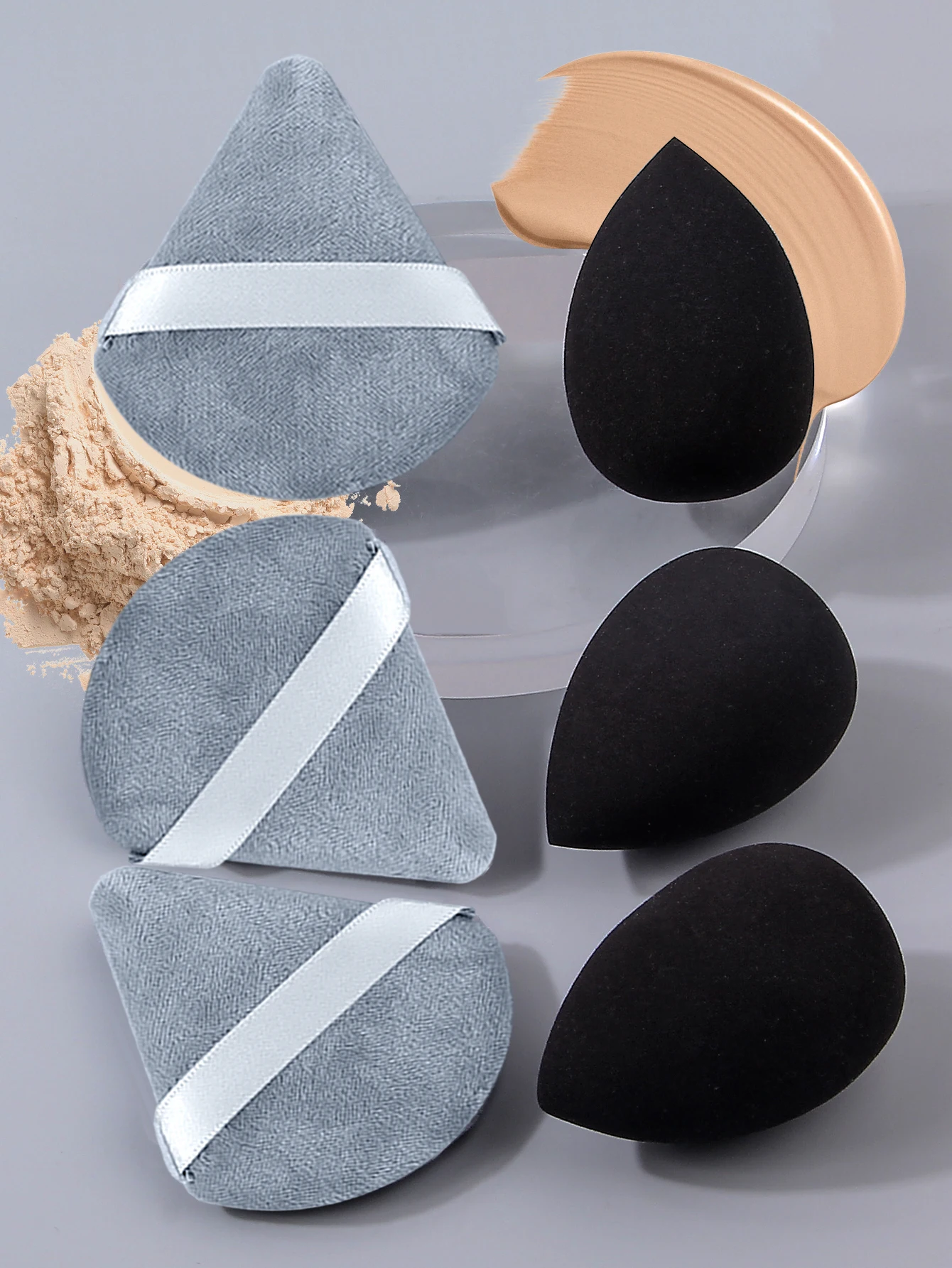 19-delige veganistische make-upborstel en sponskit / reizen - Pro synthetische penselen, 3 dubbele blenders en soezen, 6-in-1 cadeauset