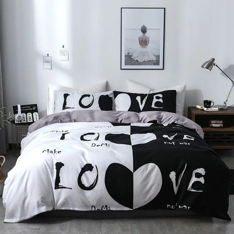 Couple Duvet Cover Set Queen King Size Lover Wedding Bedding Set Sweethearts Quilt Cover Set Couple Engagement Newlyweds Gifts