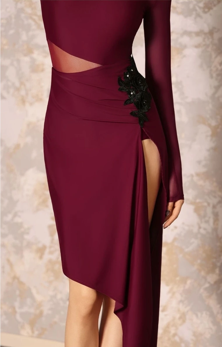 Robe de danse latine vintage, costume pour adultes, pratique quotidienne, nouvelle formation pour femmes, rumba gala, salle de bal, tango, coussinets sexy, marron