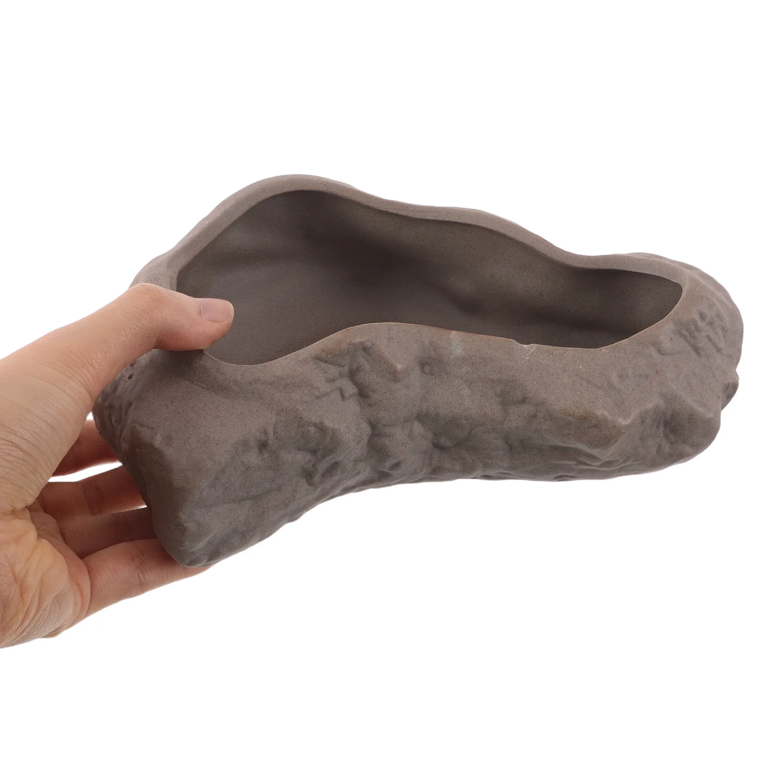 

Simulated Stone Ceramic Bonsai Planter No Drainage Hole Succulent Pot Decorative Flower Pot for Indoor Tabletop