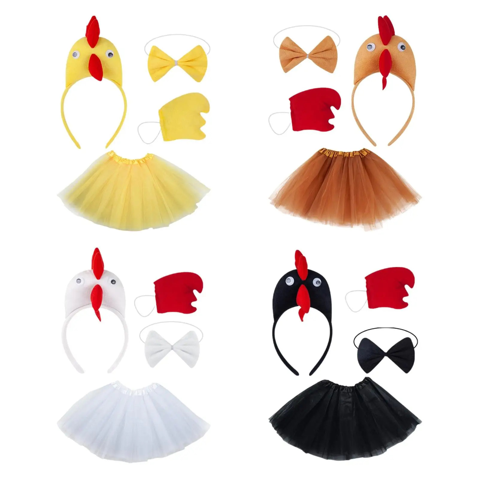 Chicken Costume Dress up for Girls with Bowtie Tail Farm Animal Costume Tulle Skirt for Holiday Thanksgiving Cosplay Halloween