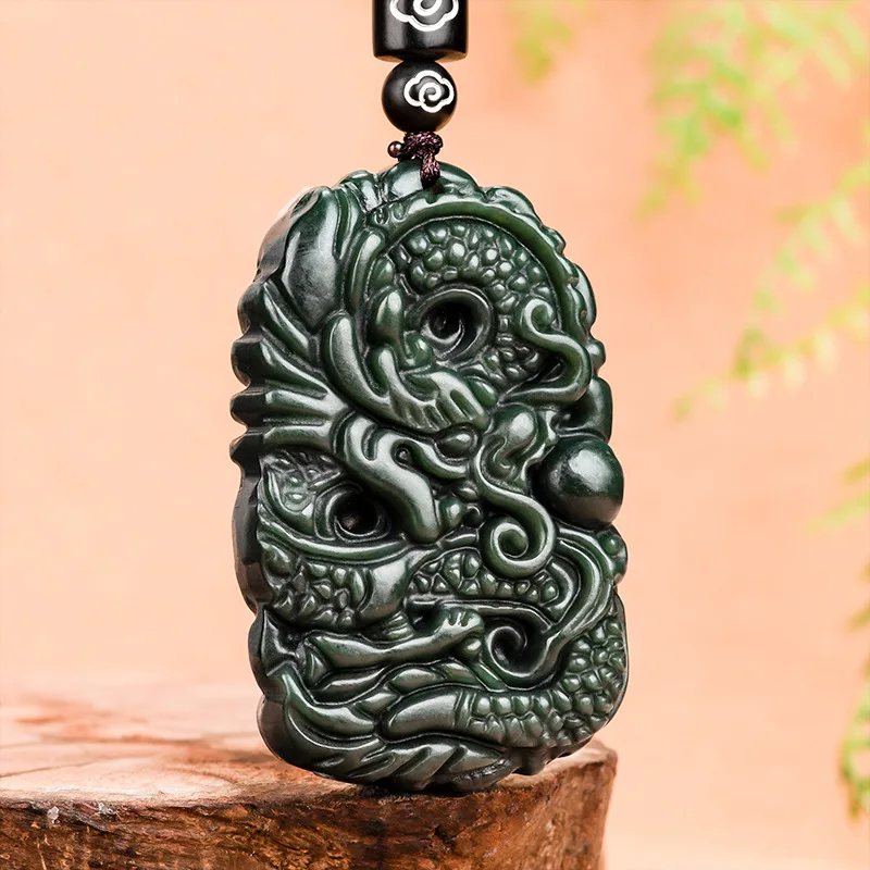 

Authentic Natural Hotan Jade Moyu Dragon Pendant Chinese Zodiac Charms Aggressive High-end Men's Gifts Women's Jewelry Drop Ship