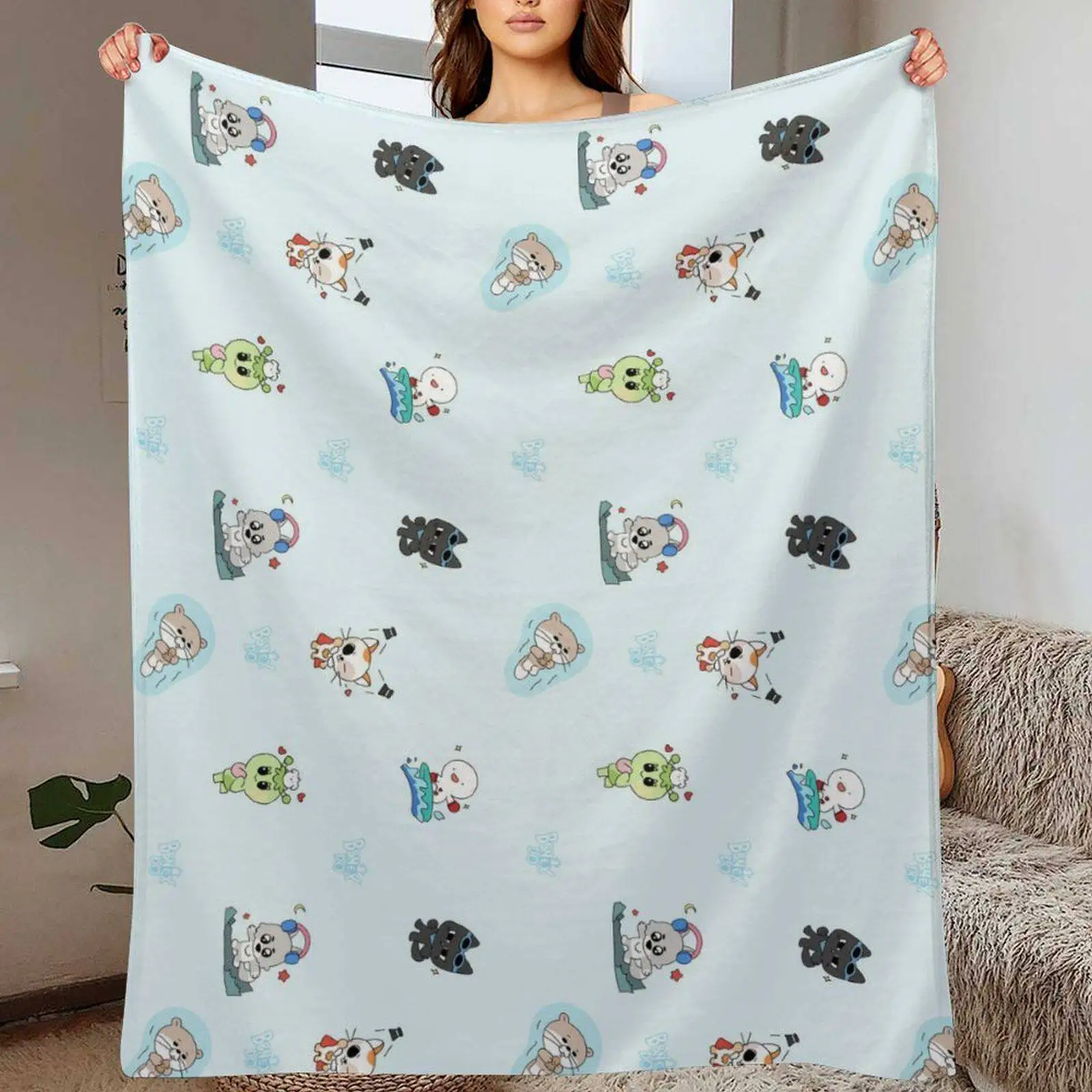 Warm Comfortable Doorboy Blanket All Seasons Outdoor Office Bedroom Youth Cartoon Polyester Fiber Snuggly Soft Fleece Blanket