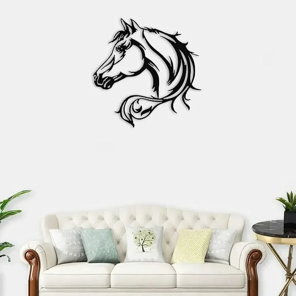 1szt Home 3D Silhouette Wall Decoration, Horse Head Metal Wall Art Iron Art Silhouette Wall Sticker Dekoracja ścienna metalowa wisząca ściana