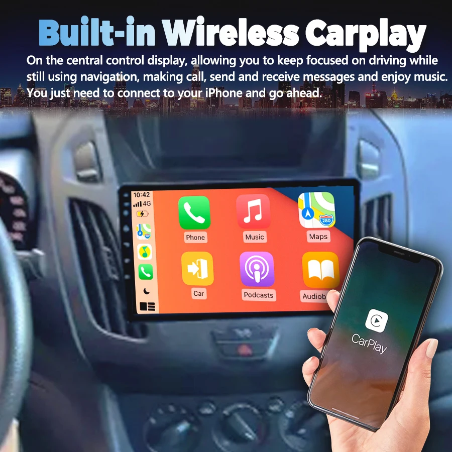 Reproductor de vídeo Multimedia para coche, Radio para Ford transit ransit Connect 2014-2015, Android, GPS, navegación CarPlay, pantalla táctil estéreo