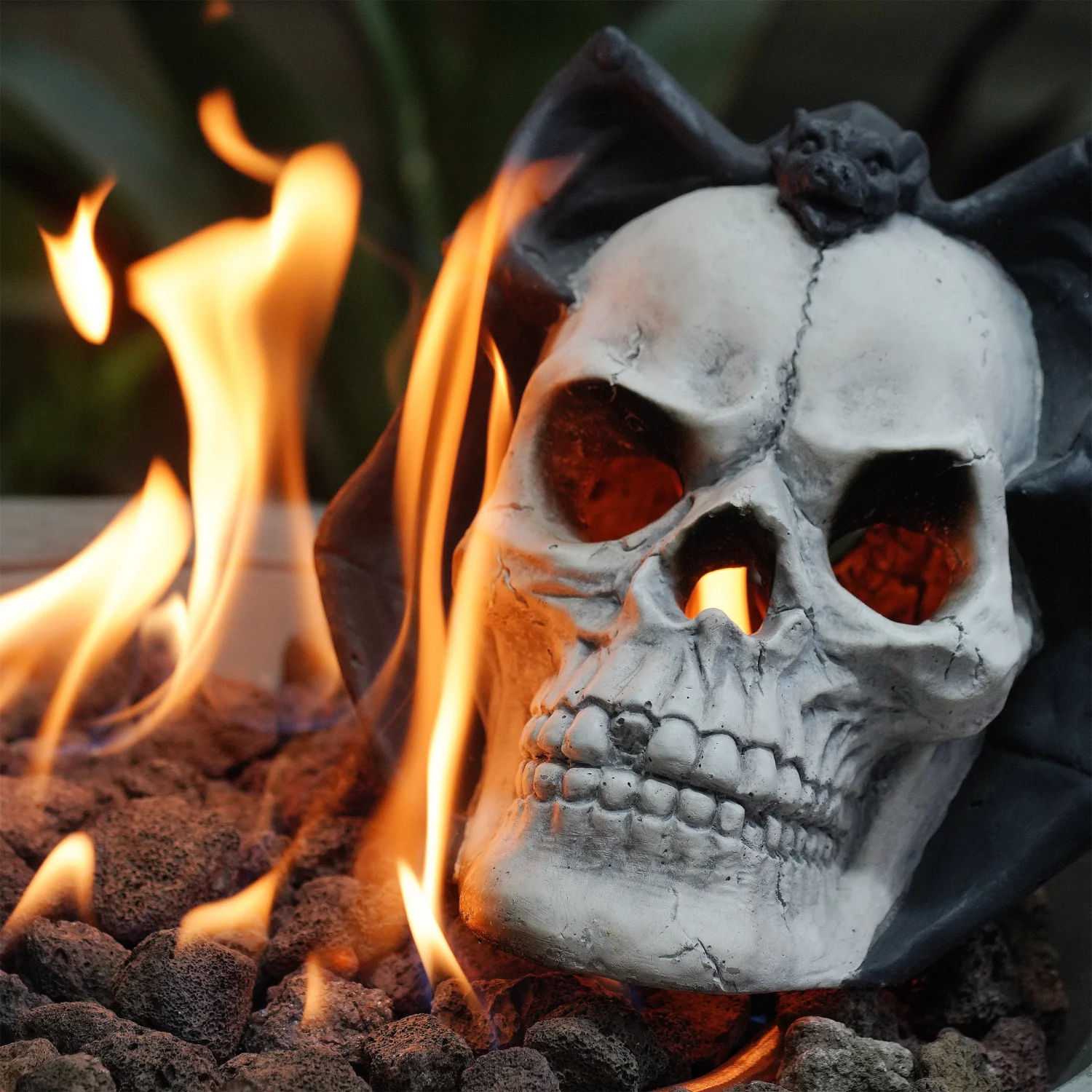 

Fire Pit Demon Skull Gas Log for Ventless & Vent Free, Propane, Gel, Ethanol, Electric, Outdoor Fireplace and Fire Pit, Hallowee