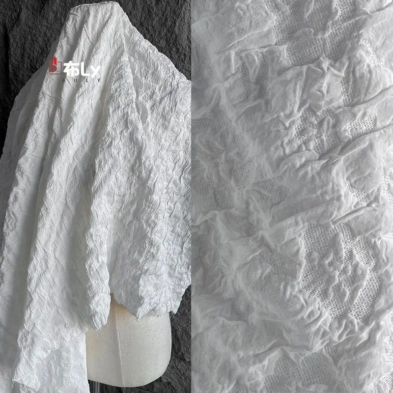 

Concave-convex jacquard texture fabric three-dimensional fold high-end irregular dress pants clothing designer fabric