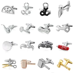 Men's French shirt cufflinks copper material small tools hammers pens scissors bottle openers protractors French cuffs buttons