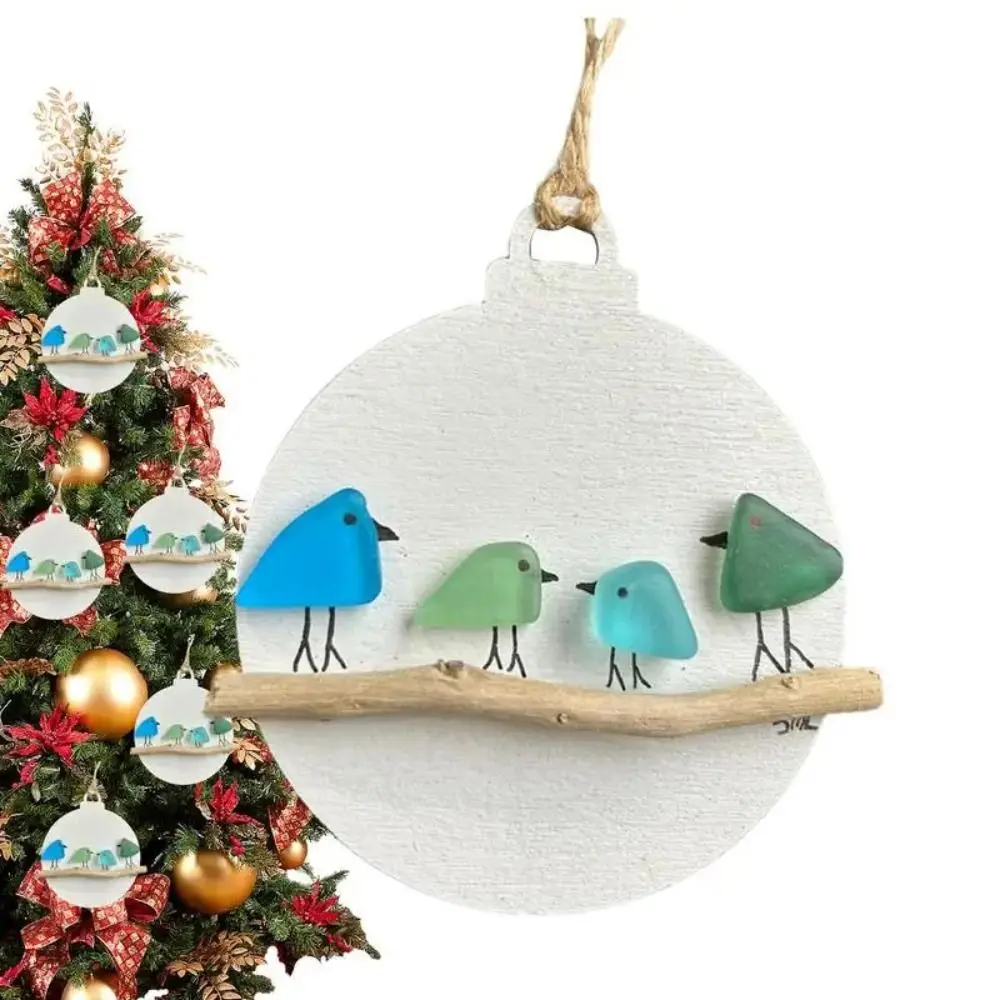 Wooden Christmas Birds Family Onaments Creative Hanging Christmas Pendants Funny Christmas Tree Hanging Ornaments